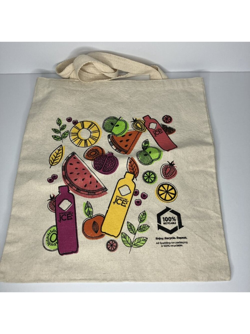 Sparkling ICE Fruit & Drink Tote Bag 100% Recyclable Canvas Carryall